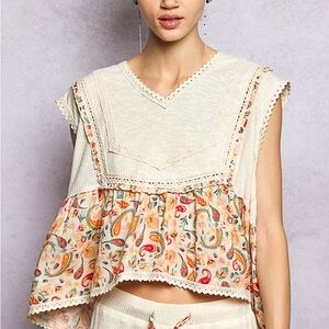 POL Cream Paisley Top